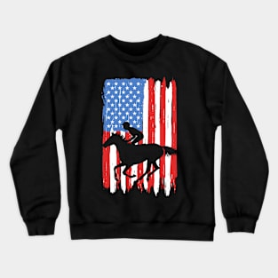 American Flag Horse Racing Graphic Crewneck Sweatshirt